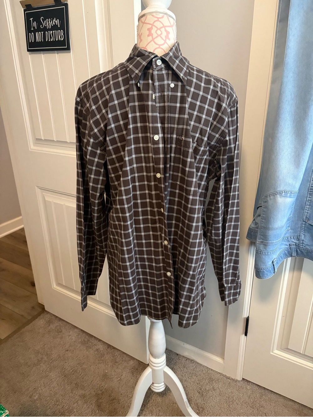 Tommy Hilfiger Brown Plaid Lightweight Shirt Jacket